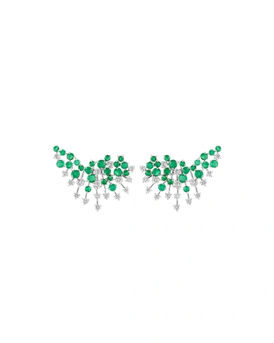 Hueb Luminus 18k White Gold Diamond & Emerald Earrings