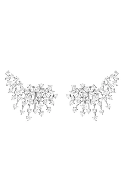 Hueb Luminus 18k White Gold Diamond Curved Earrings