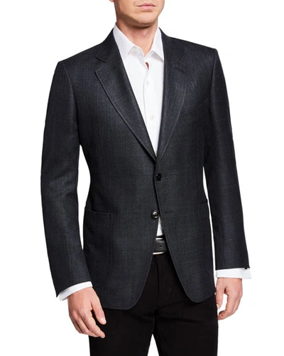 Tom Ford Men's O'connor Textured Wool/linen Jacket In Gray