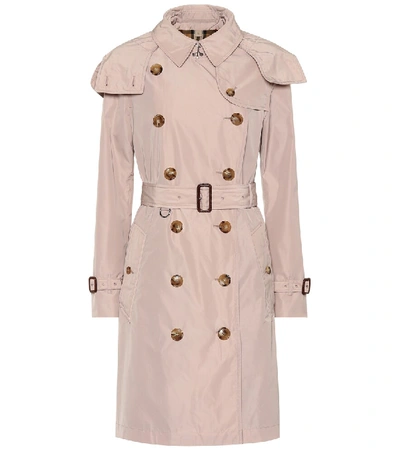 Burberry 可拆式连帽塔夫绸 Trench 风衣 In Pink