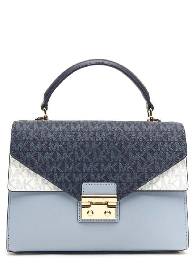 Michael Michael Kors Sloan Medium Logo And Leather Satchel In Blue |  ModeSens