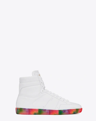 Saint Laurent Signature Court Classic Sl/10h Sneakers In Off White Leather  With Multicolor Tie-dye Sole | ModeSens