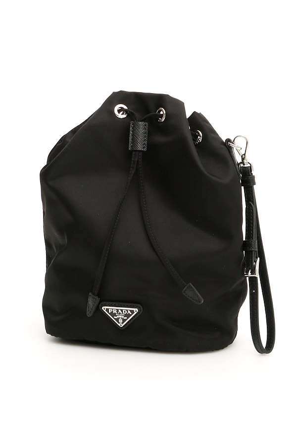 Prada Sailcloth Drawstring Bag In Black 