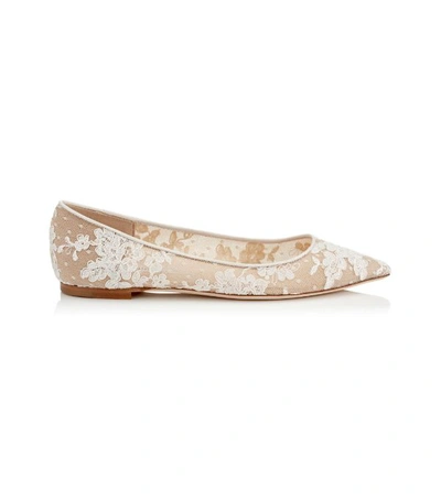 Jimmy Choo Women's Love Lace Pointed-toe Flats In Ivory