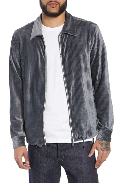 Native Youth Ribbed Velour Jacket In Grey