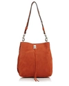 Rebecca Minkoff Darren Studded Suede Shoulder Bag In Rust Orange/silver