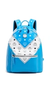 Mcm Stark Medium Move Color-block Backpack In Blue/white
