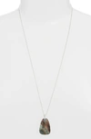 Kendra Scott Maeve Long Stone Pendant Necklace In Bright Silver/ Black Mop