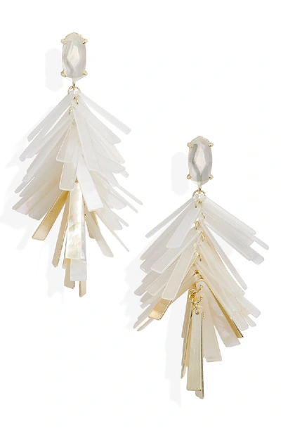 Kendra Scott Jasper Fringe Drop Earrings In Gold/ Ivory Mix