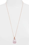 Kendra Scott Maeve Long Stone Pendant Necklace In Rose Gold/ Lilac