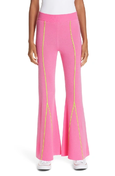 Victor Glemaud Knitted Flare Wool Pants In Pink