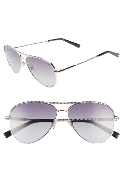 Tiffany & Co 57mm Aviator Sunglasses In Silver/ Grey Gradient