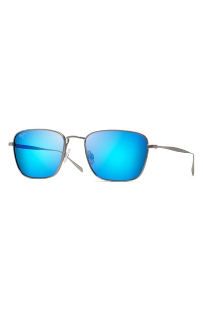 Maui Jim Men's Spinnaker Polarized Mirrored Square Sunglasses, 54mm In Titanium/blue Hawaii