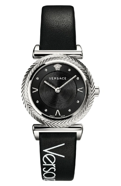 Versace Collection V-motif Vintage Logo Watch, 35mm In Black/ Silver