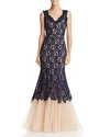 Nha Khanh Lace & Tulle Gown In Navy