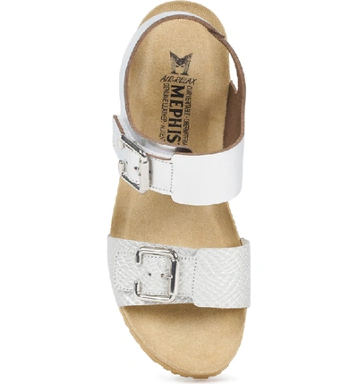 Mephisto Lissandra Platform Wedge Sandal In Nickel Star/ White Leather