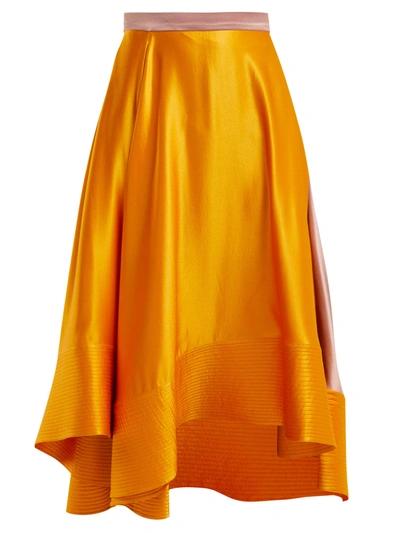 Roksanda Coleta High-rise Silk-satin Midi Skirt In Yellow