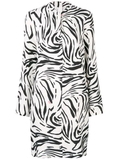Msgm Zebra Print Short Dress In Nero