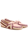 Gabriela Hearst Hays Croc-effect Leather And Crocheted Loafers In Pink