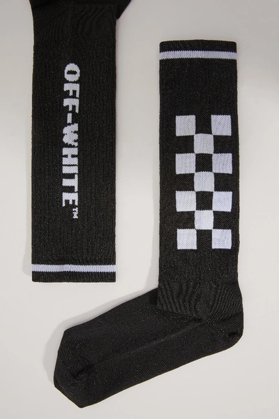 Off-white Checkboard Intarsia Long Socks In Black/white