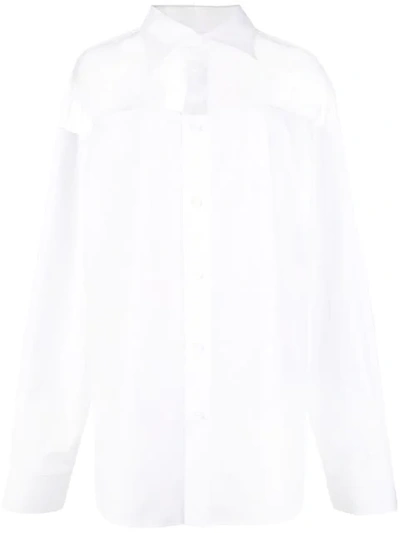 Maison Margiela Longline Sheer Panel Shirt In White