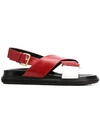Marni Fussbett Crossover Sandals In Red