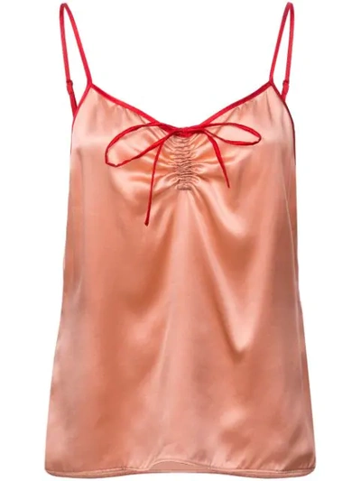 Morgan Lane Serena Bow-detailed Two-tone Silk-satin Camisole In Blush