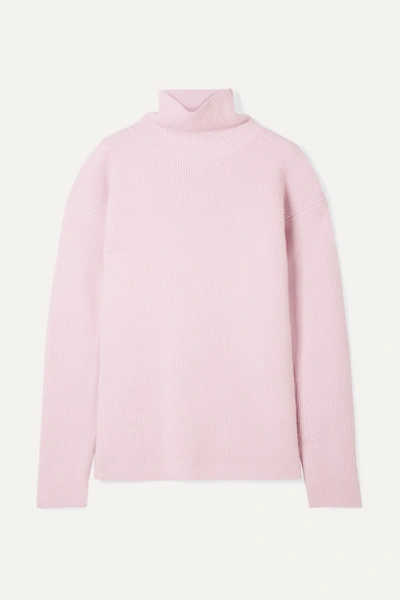 Sies Marjan Wolf Ribbed Wool Turtleneck Sweater In Soft Pink