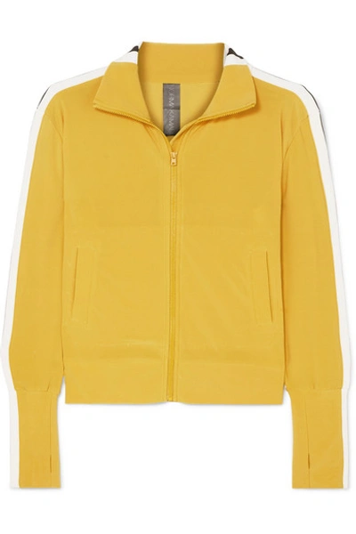 Norma Kamali Zip-front Turtleneck Jacket With Striped Sides In Yellow