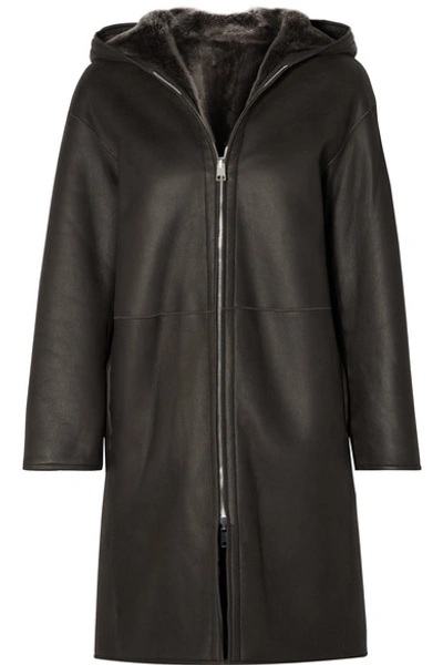 Theory Hooded Reversible Coat In Shearling Theory Reversible