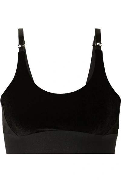 Heroine Sport Velvet Sports Bra In Black