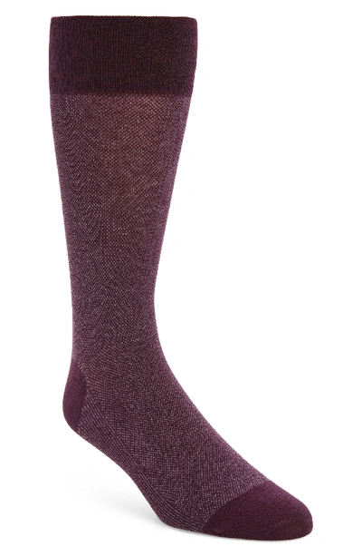 Cole Haan Pique Texture Crew Socks In Purple