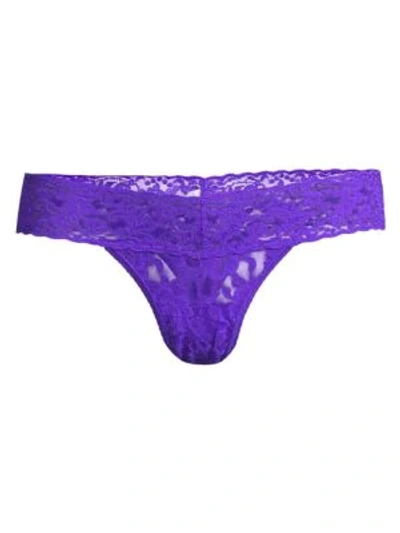 Hanky Panky Low-rise Lace Thong In Electric Purple