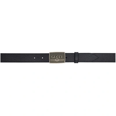 Gucci Logo Plaque Buckle Belt In 1000 Black