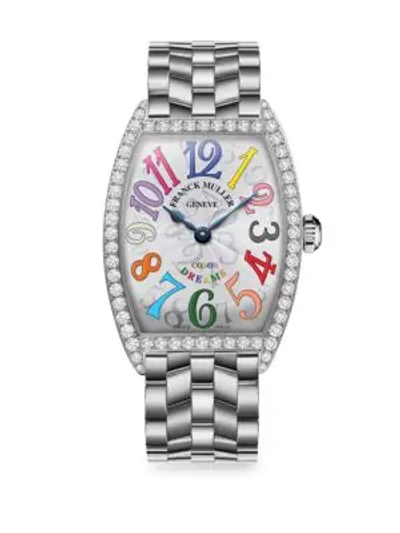 Franck Muller Women's Cintree Curvex 39mm Color Dreams Stainless Steel & Diamond Bracelet Watch In Silver