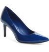 Calvin Klein 'gayle' Pointy Toe Pump In Royal Blue Patent Leather