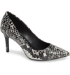 Calvin Klein 'gayle' Pointy Toe Pump In Black/ White Snake Print