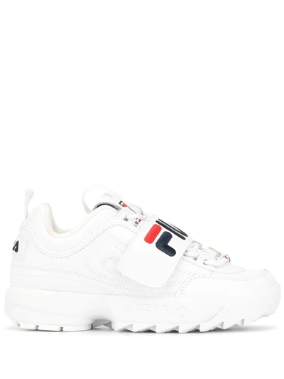 Fila Disruptor Ii Premium Applique Sneaker In White/ Navy