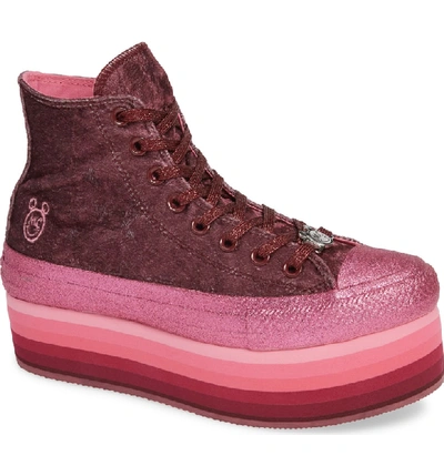 Converse X Miley Cyrus Chuck Taylor All-star High-top Platform Sneaker In Dark  Burgundy/ Pink | ModeSens