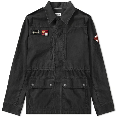 Saint Laurent Patch Military Jacket In Black