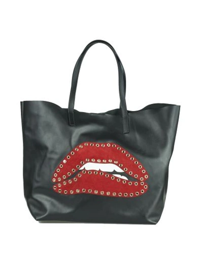 Red Valentino Red Mouth Shopping Bag In Nero | ModeSens