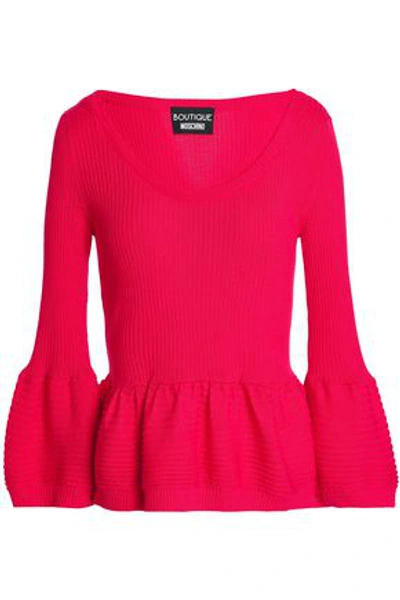 Boutique Moschino Woman Ribbed-knit Wool Sweater Fuchsia