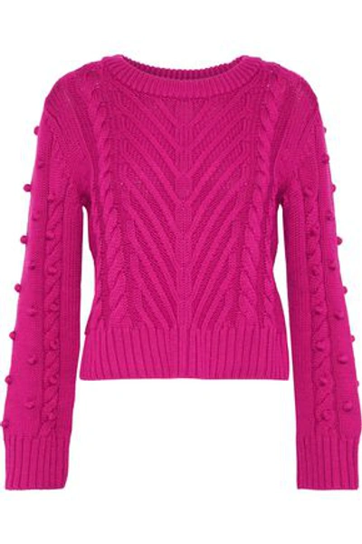A.l.c Aubry Pompom-embellished Cable-knit Wool Sweater In Fuchsia