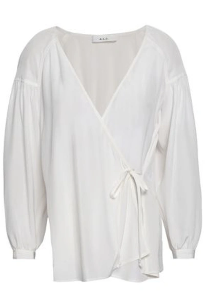 A.l.c . Woman Samira Silk Crepe De Chine Wrap Top Off-white