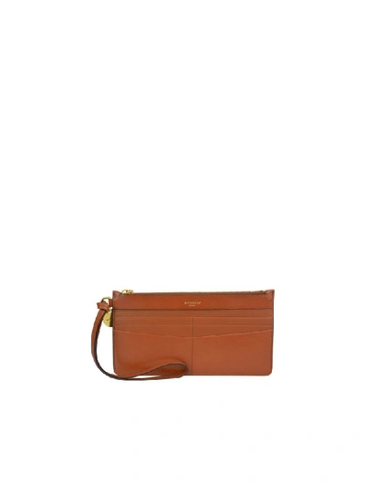 Givenchy Zipped Card Case With Wristlet In Chestnut