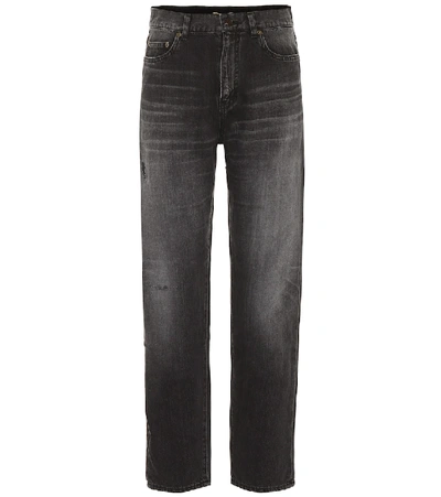 Saint Laurent High-rise Straight-leg Jeans In Black