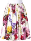 Dolce & Gabbana Floral Pleated Cotton Poplin Skirt In Floral Print