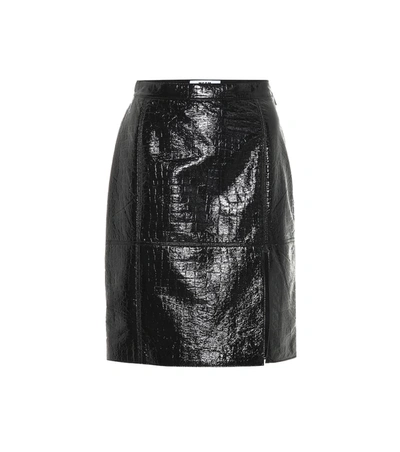Msgm Black Patent Faux-leather Skirt