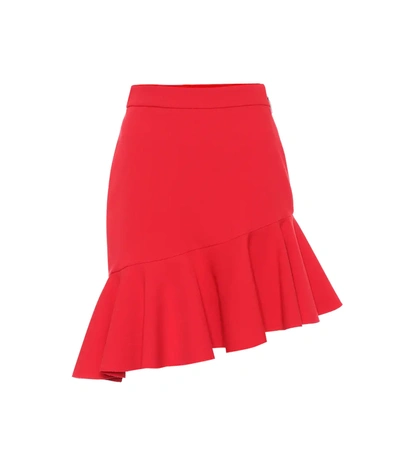 Msgm Stretch-crêpe Asymmetric Miniskirt In Red