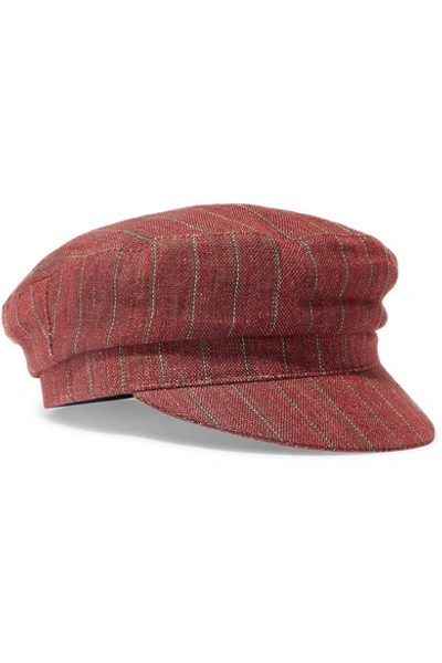 Isabel Marant Evie Striped Linen Cap In Orange